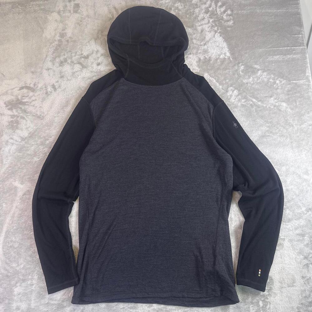 Smartwool Merino Wool lightweight Hoodie Base Layer Black Gray Men’s XL